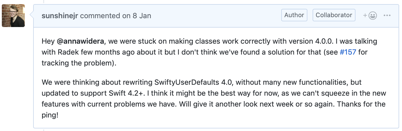 2019 update comment on GitHub issue.